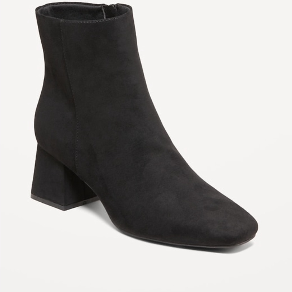 Women's Black Square Toe Ankle Boots